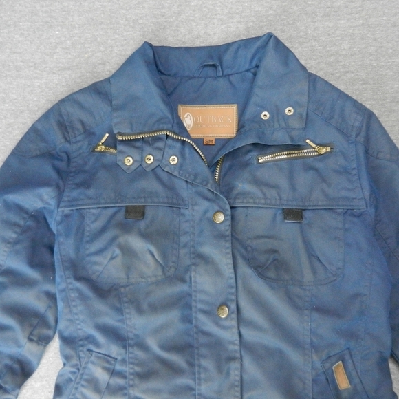 Outback Trading Oilskin Jacket Womens Small Blue Mock Barn Chore Sheilas Delight - Picture 3 of 15